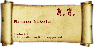 Mihaiu Nikola névjegykártya